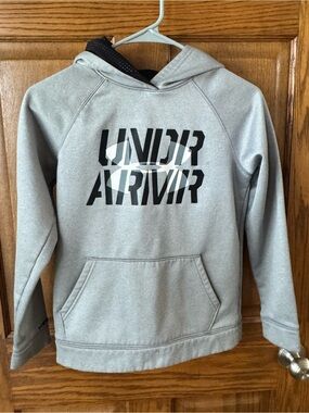Under Armour Kids Light Gray Hoodie with Black Logo